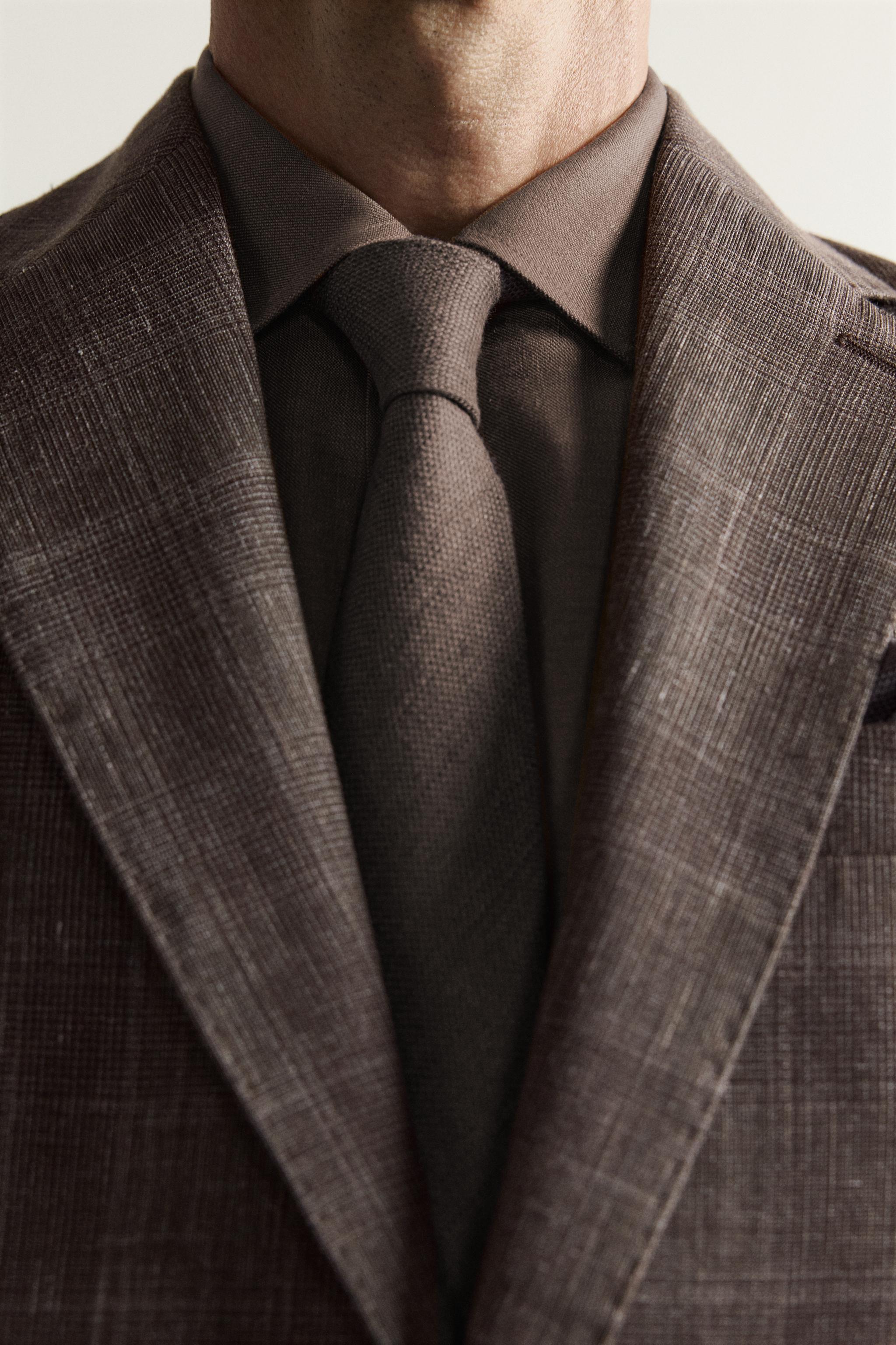 LINEN-WOOL CHECKERED SUIT JACKET